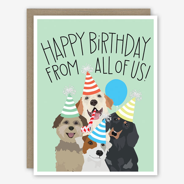 Apartment 2 Birthday Card: From All of Us, Four Dogs