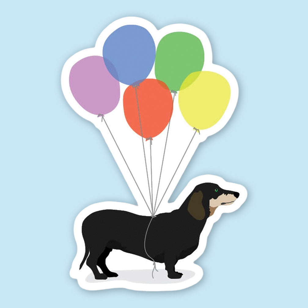Apartment 2 Sticker: Dachshund with Balloons