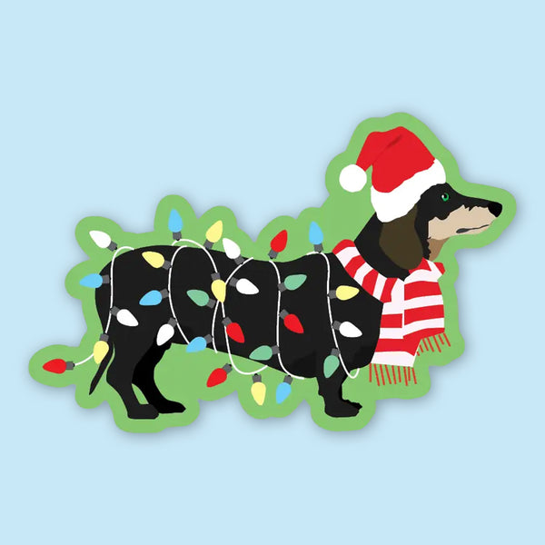 Apartment 2 Sticker: Holiday Dachshund with Christmas Santa Hat
