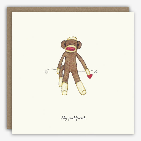 Beth Mueller: Friendship Card: My Good Friend (Sock Monkey)