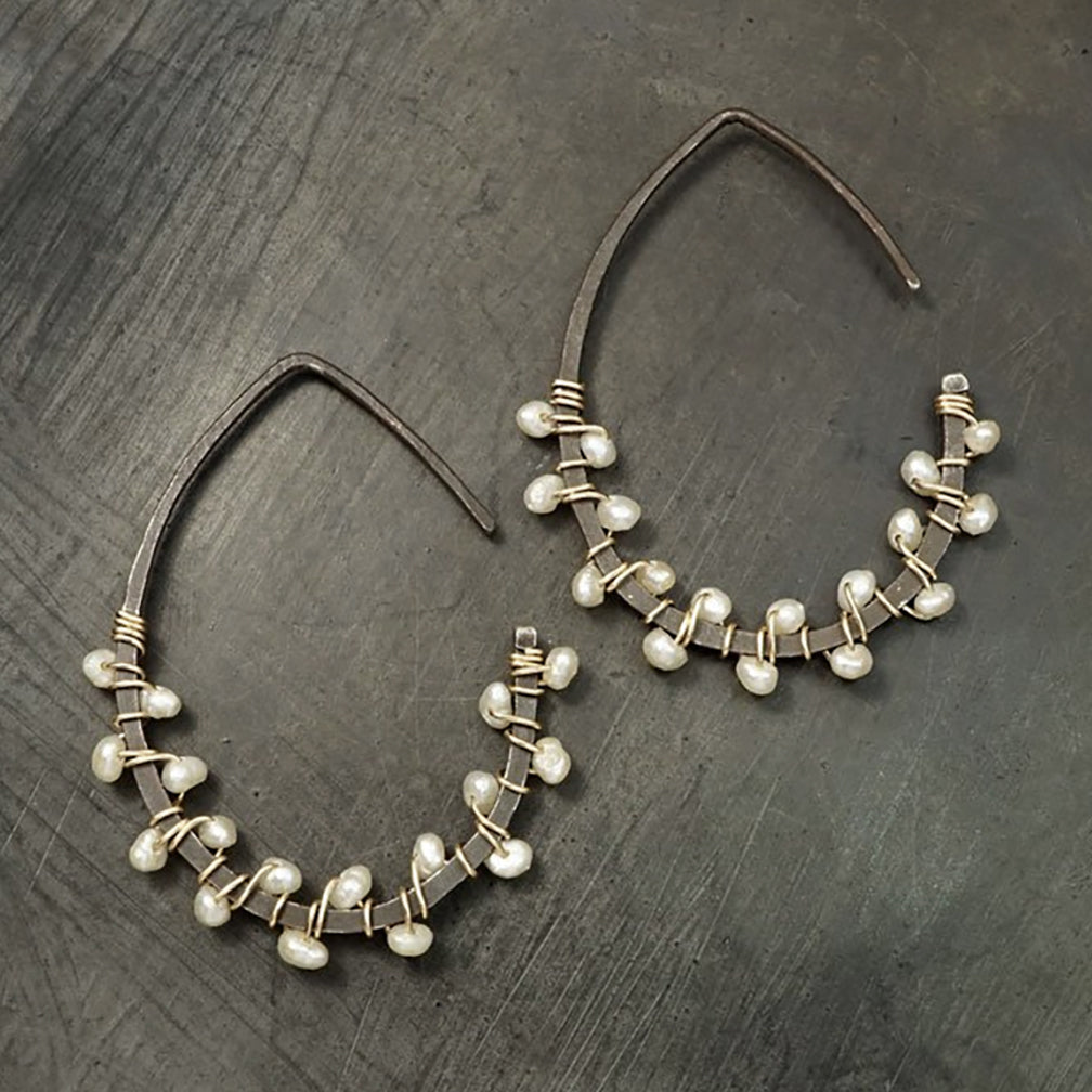Calliope Jewelry: Earrings: Pearl Dewdrop Hoops