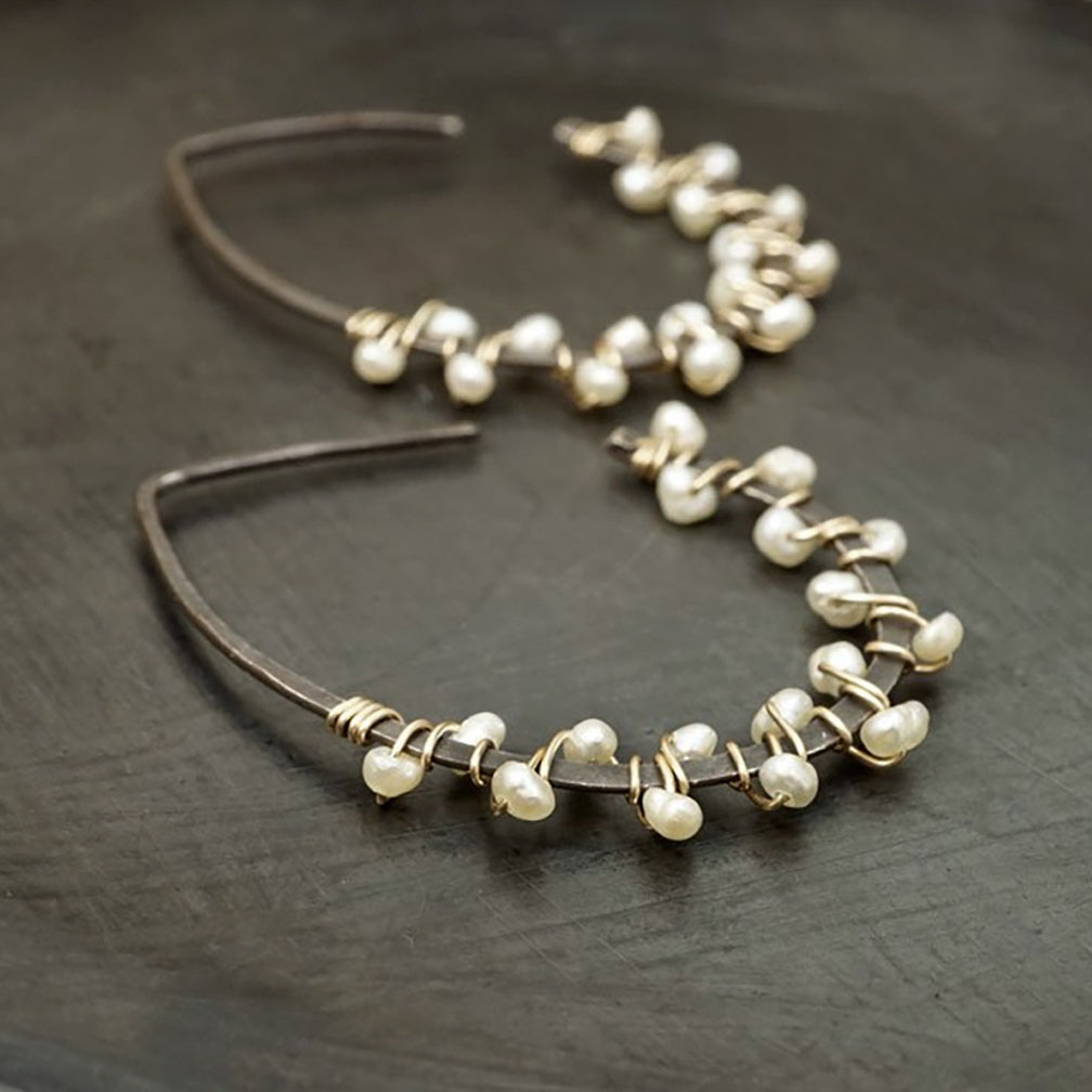 Calliope Jewelry: Earrings: Pearl Dewdrop Hoops