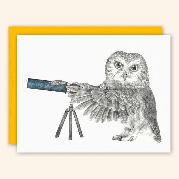 Central & Gus: Greeting Card: Pearl Papineau Saw Whet Owl