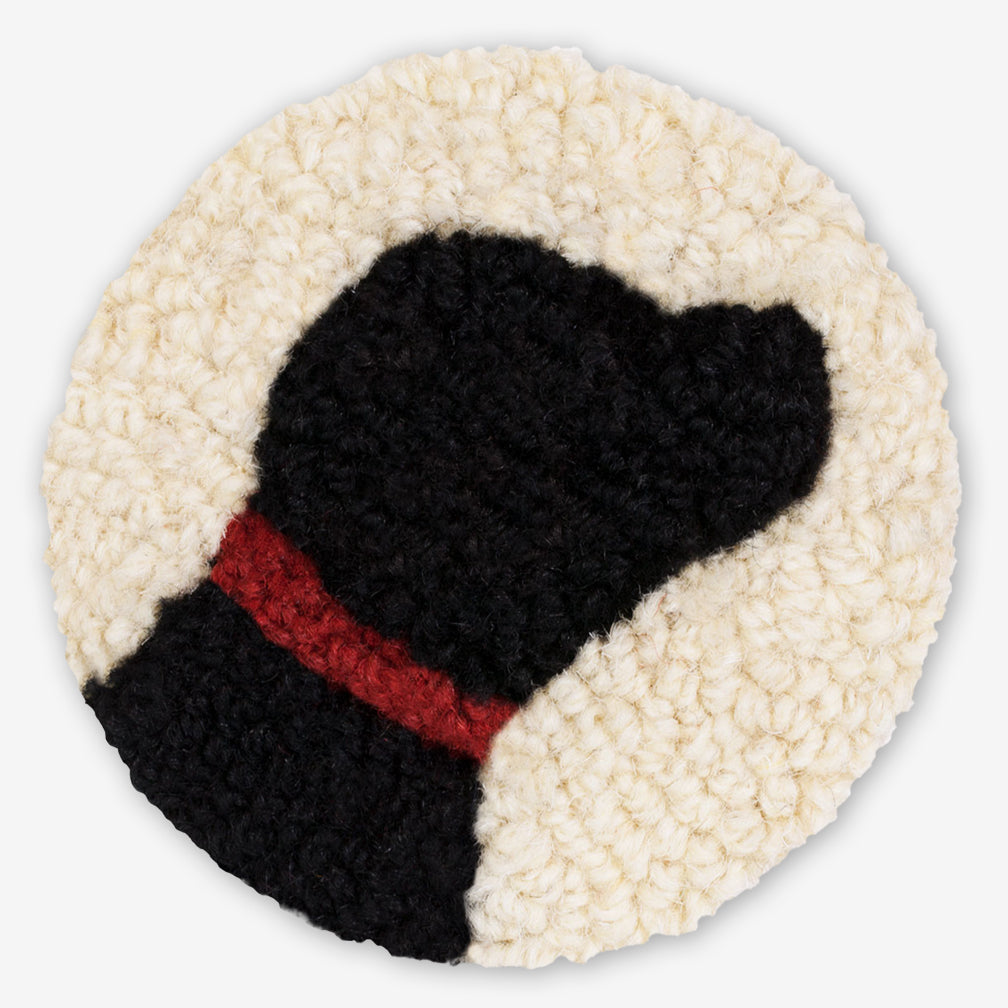 Chandler 4 Corners: Hand-Hooked Wool Coasters: Black Lab