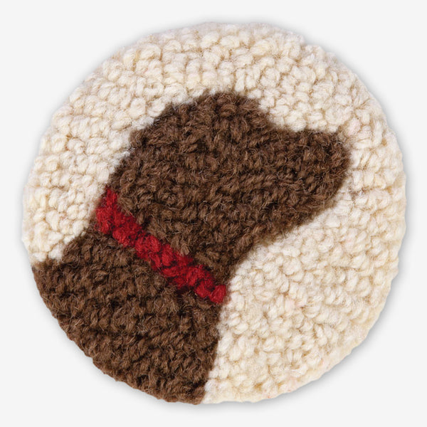 Chandler 4 Corners: Hand-Hooked Wool Coasters: Chocolate Lab