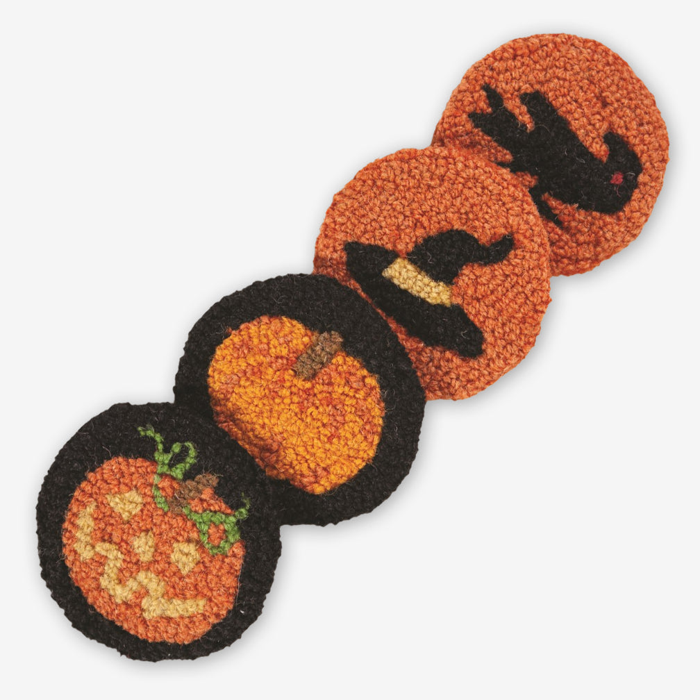 Chandler 4 Corners: Hand-Hooked Wool Coasters: Halloween