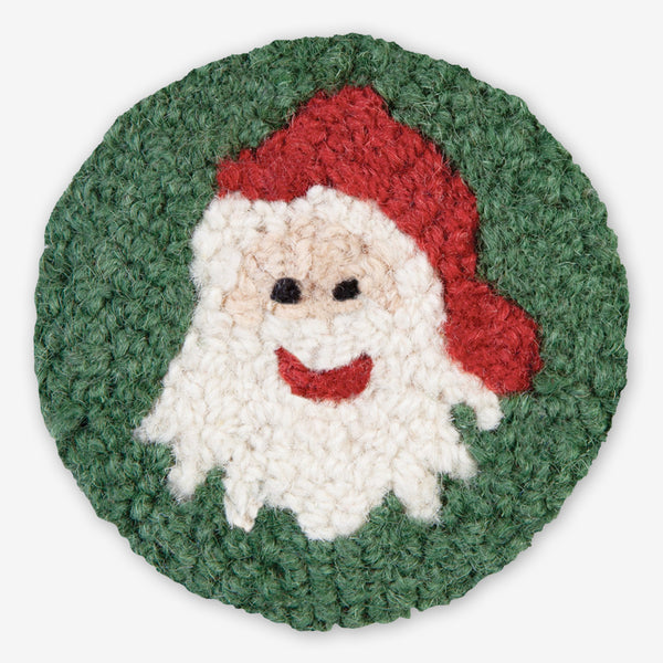 Chandler 4 Corners: Hand-Hooked Wool Coasters: Santa