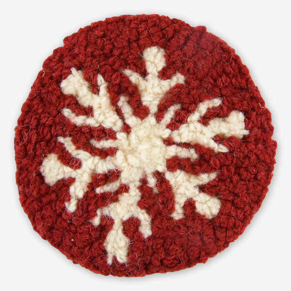 Chandler 4 Corners: Hand-Hooked Wool Coasters: Six Arm Snowflake