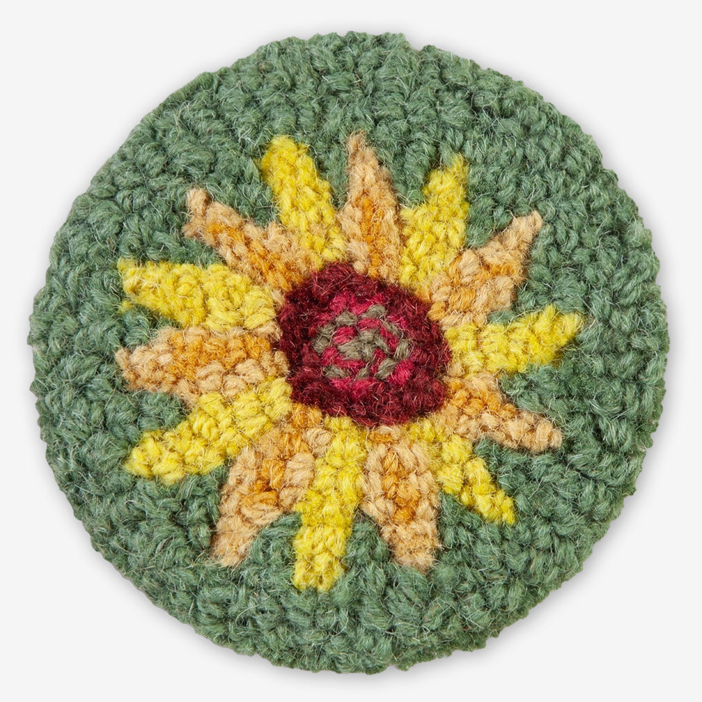 Chandler 4 Corners: Hand-Hooked Wool Coasters: Sunflower