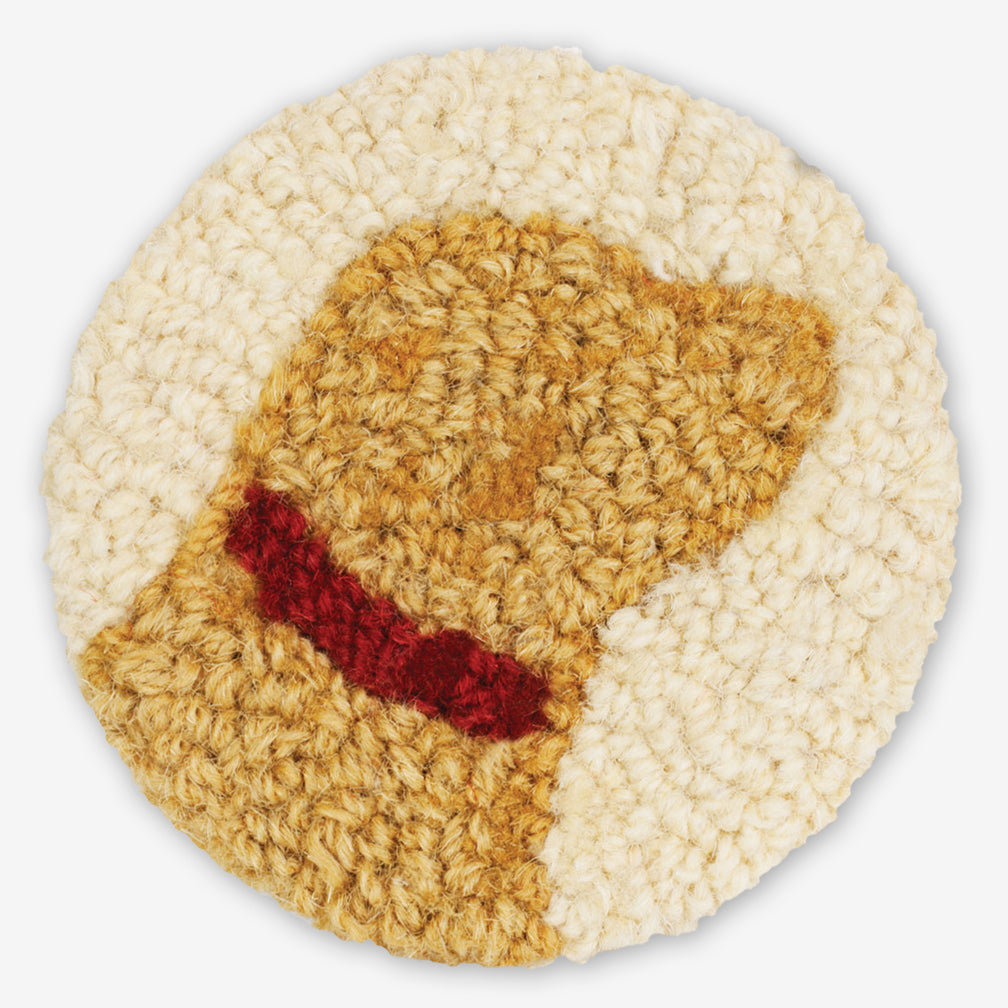 Chandler 4 Corners: Hand-Hooked Wool Coasters: Yellow Lab