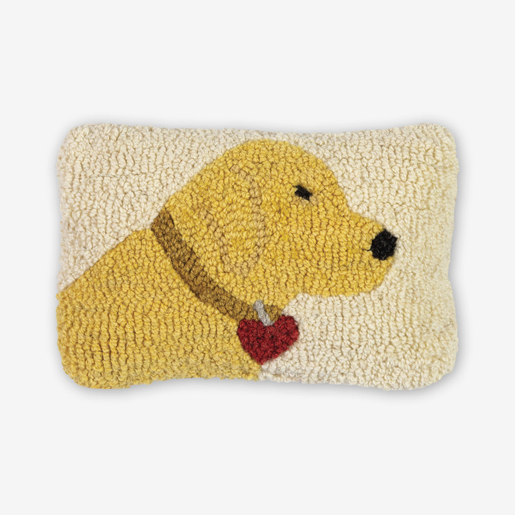 Chandler 4 Corners: Hand-Hooked Wool Pillow: 12x8 Inch Buttercup Lab