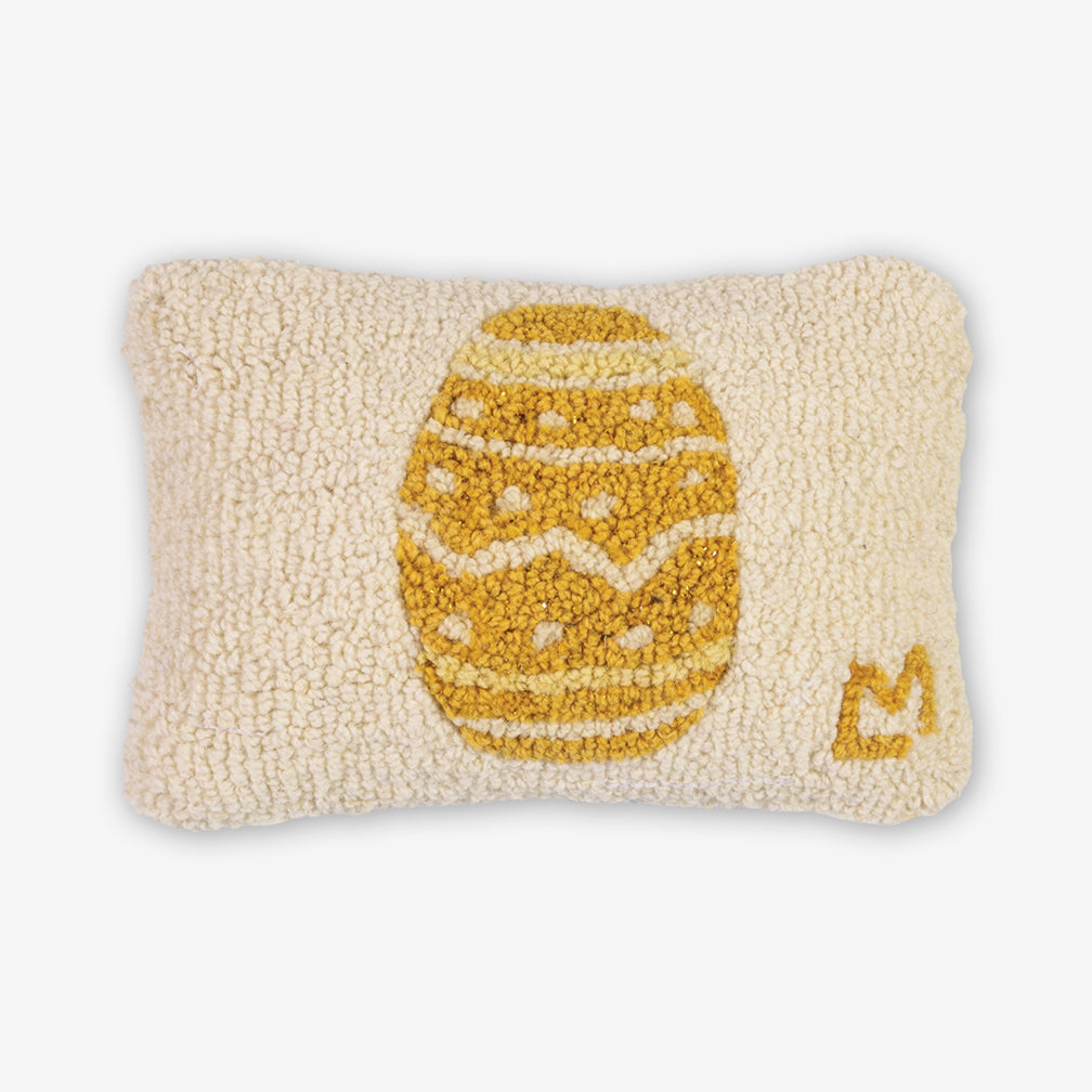 Chandler 4 Corners: Hand-Hooked Wool Pillow: 12x8 Inch Egg, Golden