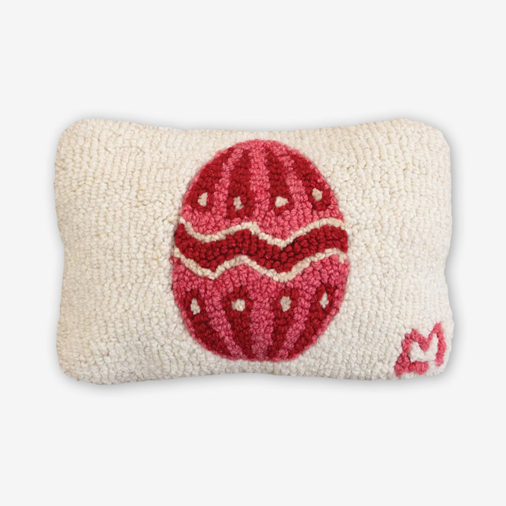 Chandler 4 Corners: Hand-Hooked Wool Pillow: 12x8 Inch Egg, Strawberry