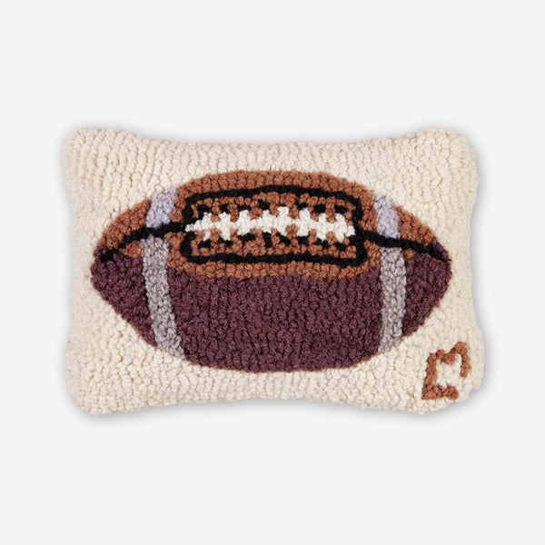 Chandler 4 Corners: Hand-Hooked Wool Pillow: 12x8 Inch Football