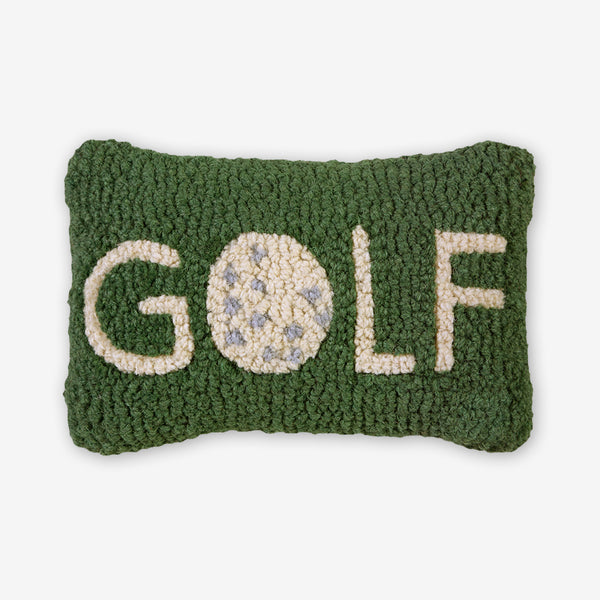 Chandler 4 Corners: Hand-Hooked Wool Pillow: 12x8 Inch Golf