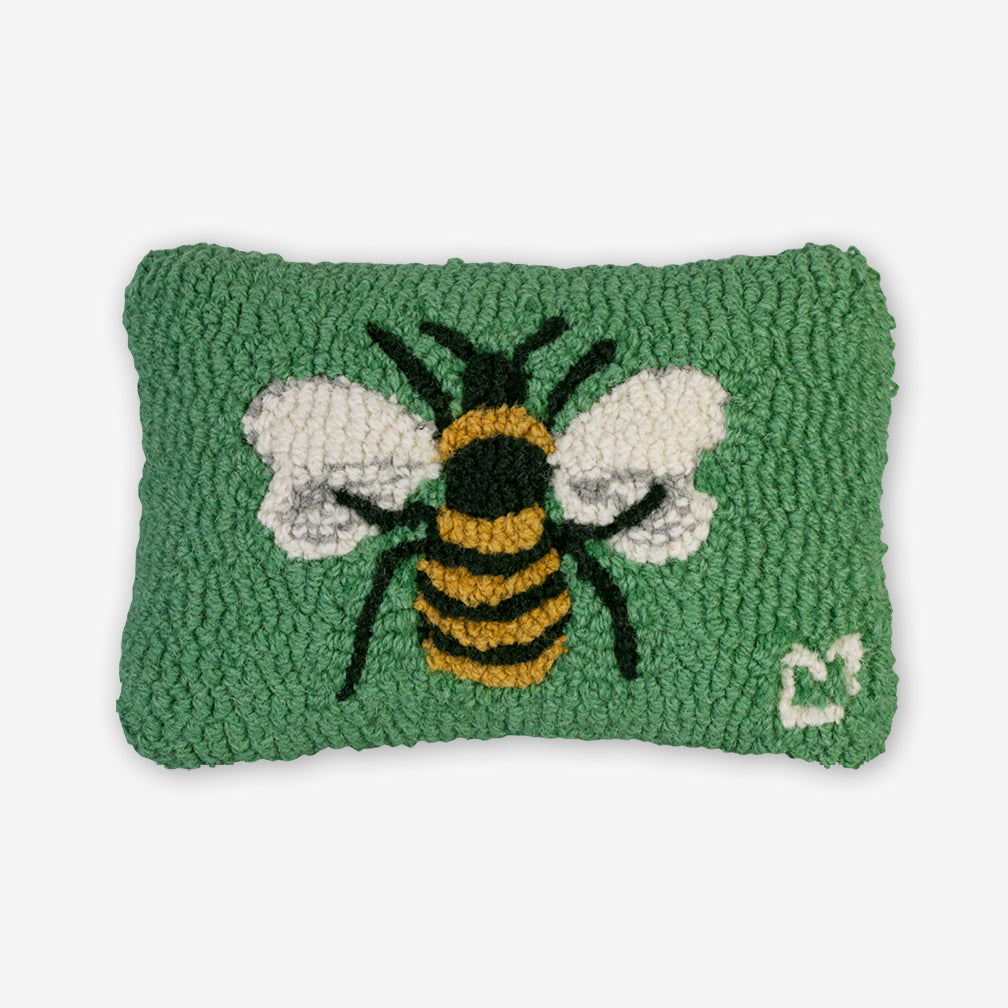 Chandler 4 Corners: Hand-Hooked Wool Pillow: 12x8 Inch Honey Bee