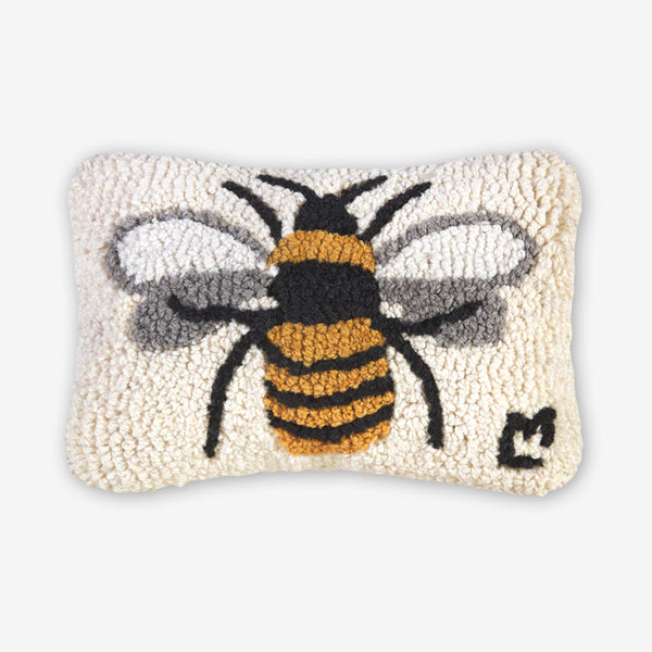 Chandler 4 Corners: Hand-Hooked Wool Pillow: 12x8 Inch Lone Bee