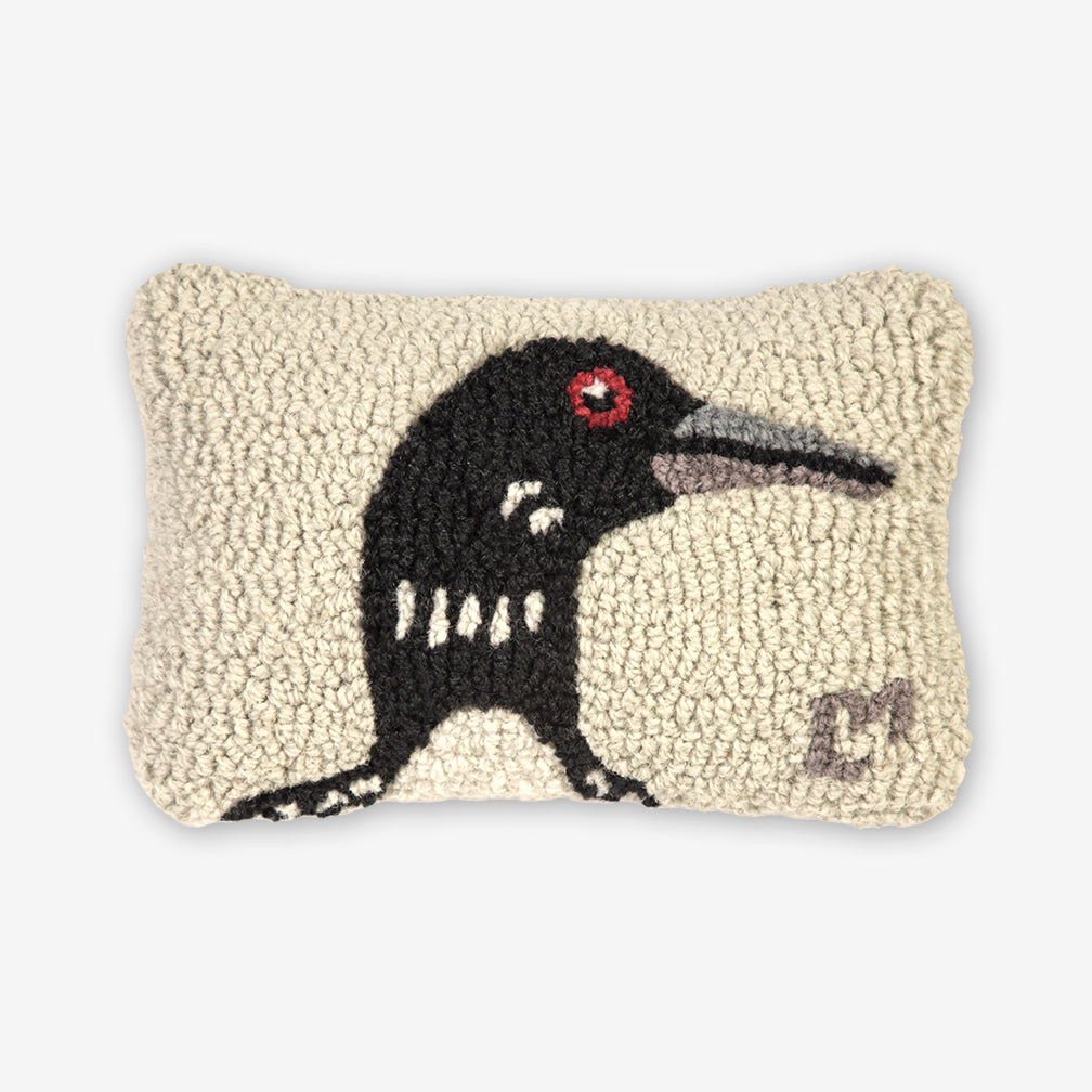 Chandler 4 Corners: Hand-Hooked Wool Pillow: 12x8 Inch Loon