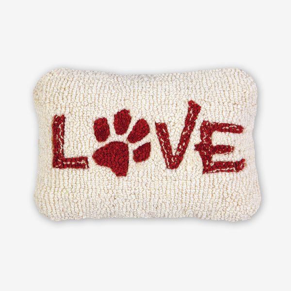Chandler 4 Corners: Hand-Hooked Wool Pillow: 12x8 Inch Love Paw
