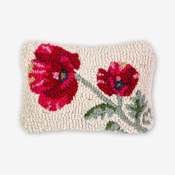 Chandler 4 Corners: Hand-Hooked Wool Pillow: 12x8 Inch Poppy