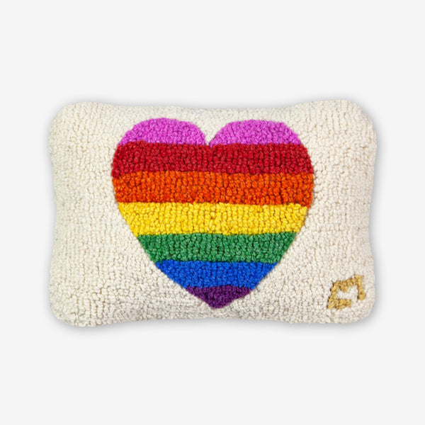 Chandler 4 Corners: Hand-Hooked Wool Pillow: 12x8 Inch Rainbow Glow