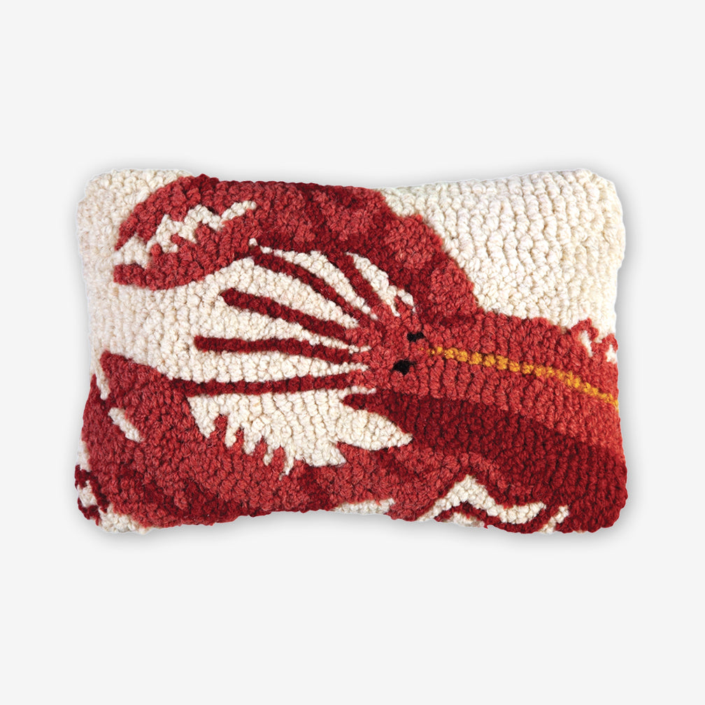 Chandler 4 Corners: Hand-Hooked Wool Pillow: 12x8 Inch Red Lobster