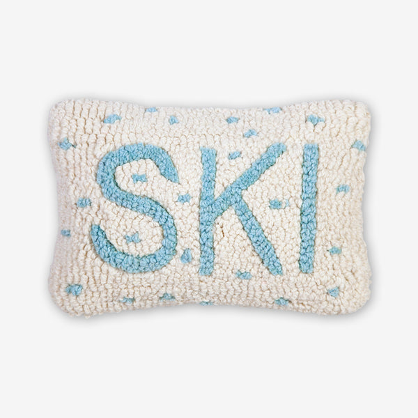 Chandler 4 Corners: Hand-Hooked Wool Pillow: 12x8 Inch Ski