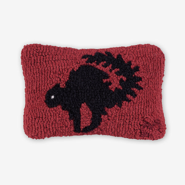 Chandler 4 Corners: Hand-Hooked Wool Pillow: 12x8 Inch Scaredy Cat