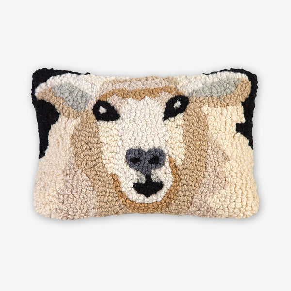 Chandler 4 Corners: Hand-Hooked Wool Pillow: 12x8 Inch Sheep