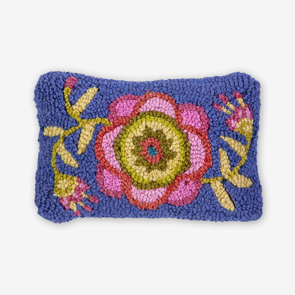 Chandler 4 Corners: Hand-Hooked Wool Pillow: 12x8 Inch Spring Flower