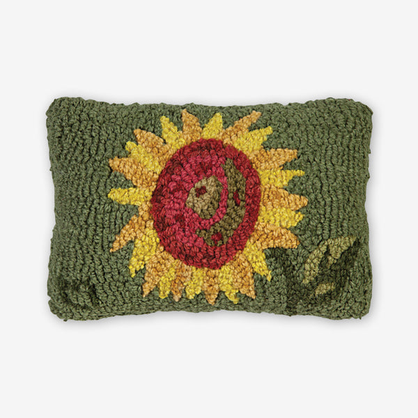 Chandler 4 Corners: Hand-Hooked Wool Pillow: 12x8 Inch SunflowerChandler 4 Corners: Hand-Hooked Wool Pillow: 12x8 Inch Sunflower