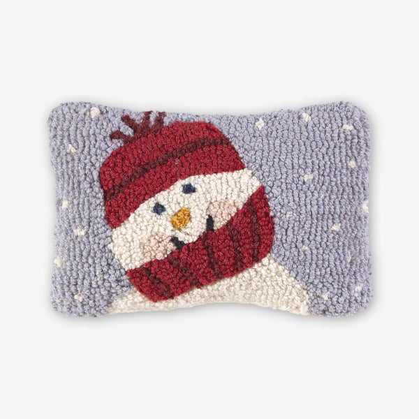 Chandler 4 Corners: Hand-Hooked Wool Pillow: 12x8 Inch Sweet Little Snowman