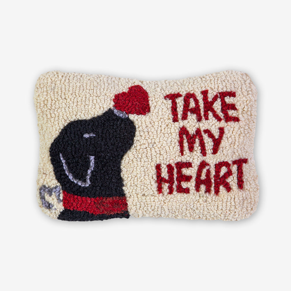 Chandler 4 Corners: Hand-Hooked Wool Pillow: 12x8 Inch Take My Heart