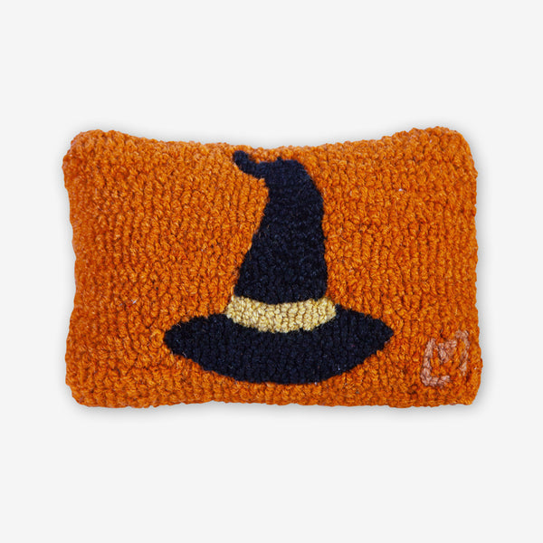 Chandler 4 Corners: Hand-Hooked Wool Pillow: 12x8 Inch Witch's Hat