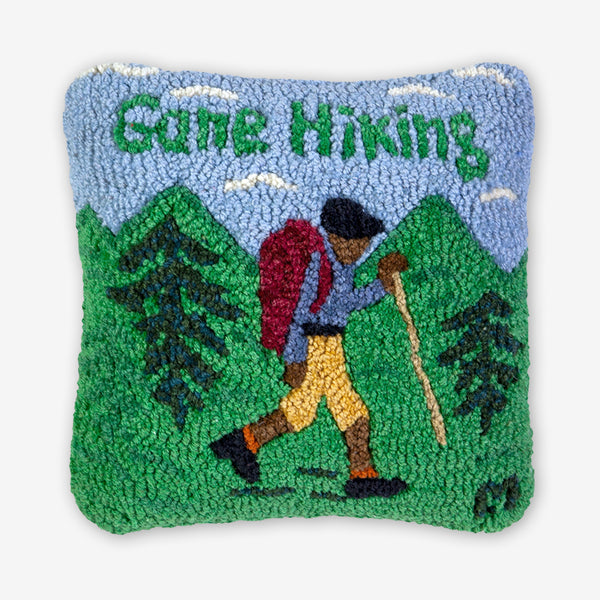 Chandler 4 Corners: Hand-Hooked Wool Pillow: 14x14 Inch Gone Hiking