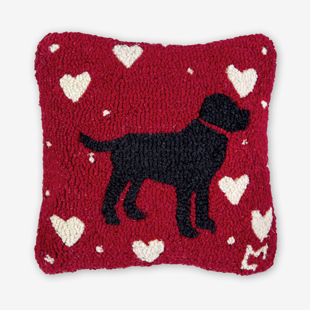 Chandler 4 Corners: Hand-Hooked Wool Pillow: 14x14 Inch Lab Love