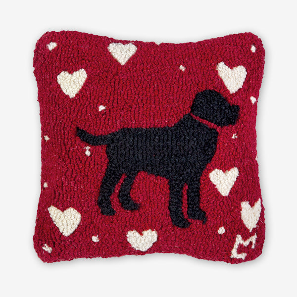 Chandler 4 Corners: Hand-Hooked Wool Pillow: 14x14 Inch Lab Love