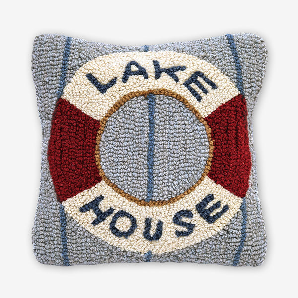 Chandler 4 Corners: Hand-Hooked Wool Pillow: 14x14 Inch Lake House