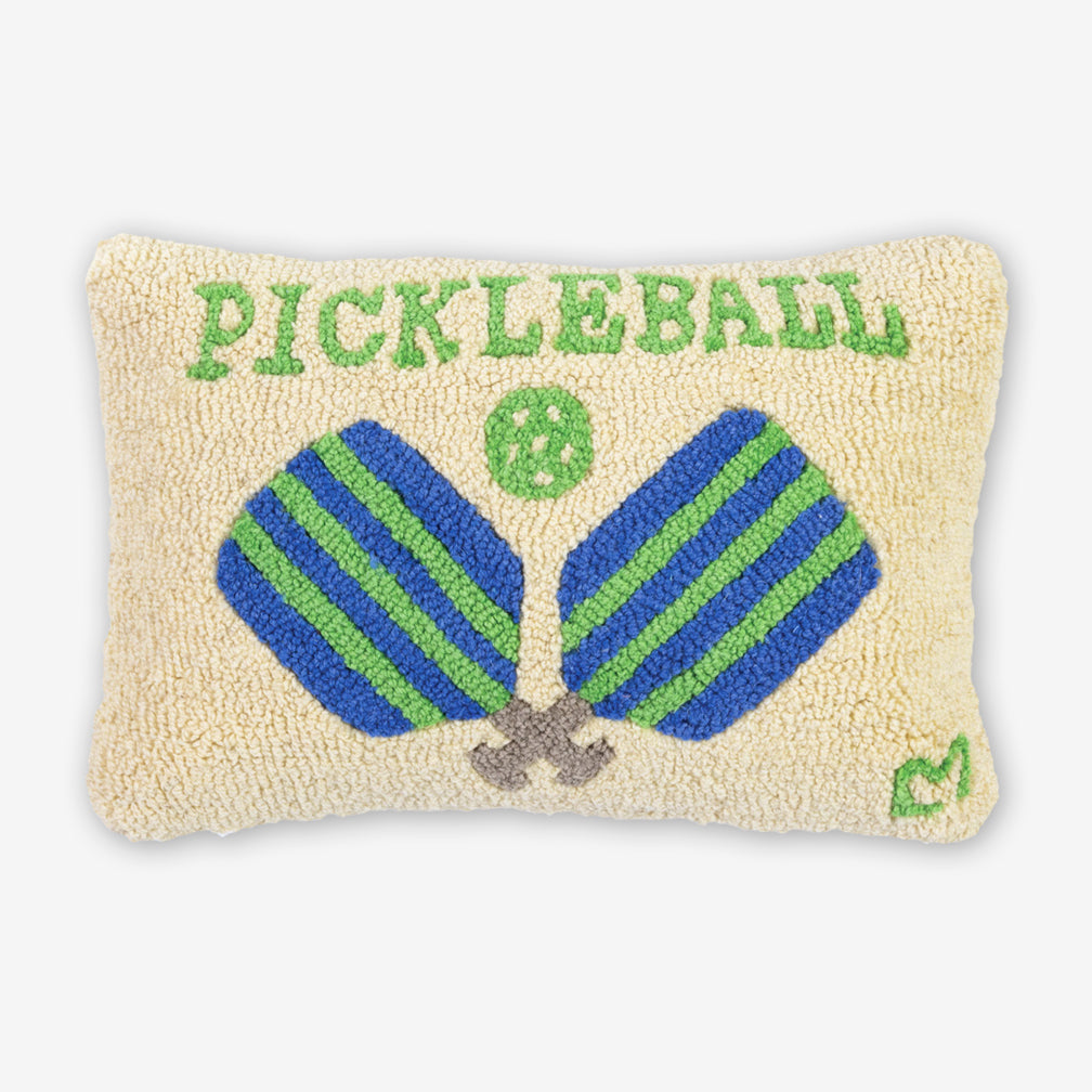 Chandler 4 Corners: Hand-Hooked Wool Pillow: 18x12 Inch Pickleball