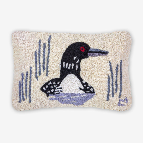 Chandler 4 Corners: Hand-Hooked Wool Pillow: 18x12 Inch Summer Loon