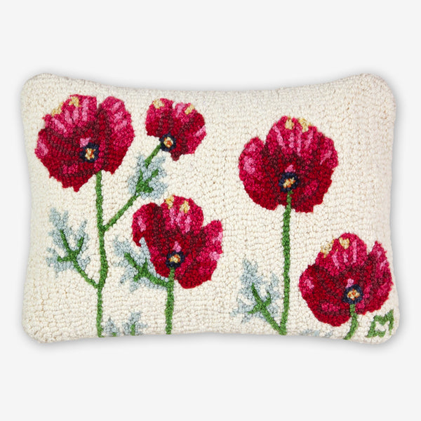 Chandler 4 Corners: Hand-Hooked Wool Pillow: 20x14 Inch Poppy Profusion
