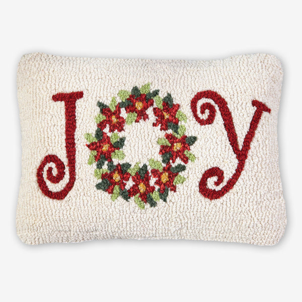 Chandler 4 Corners: Hand-Hooked Wool Pillow: 20x14 Inch Poinsettia Joy