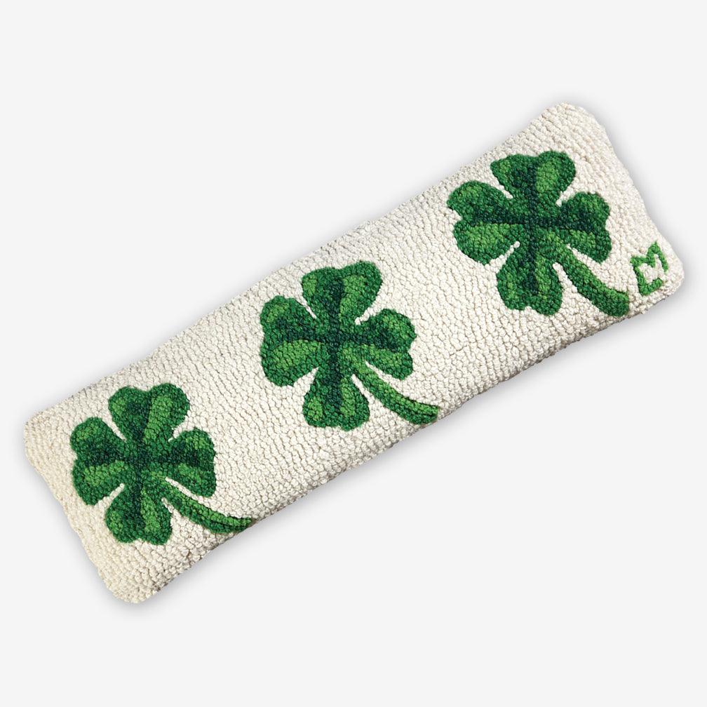 Chandler 4 Corners: Hand-Hooked Wool Pillow: 24x8 Inch Four Leaf Clover