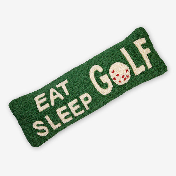Chandler 4 Corners: Hand-Hooked Wool Pillow: 24x8 Inch Eat Sleep Golf