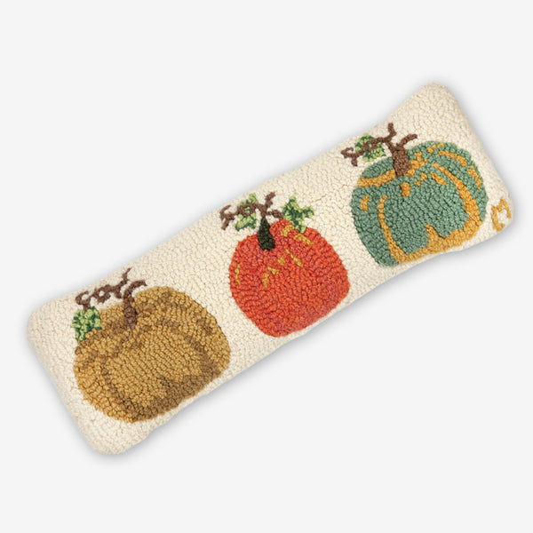 Chandler 4 Corners: Hand-Hooked Wool Pillow: 24x8 Inch Three Pumpkin Patch