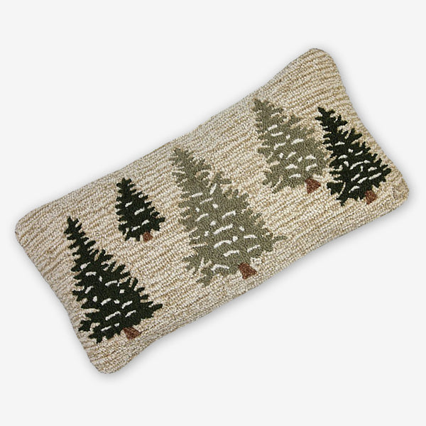 Chandler 4 Corners: Hand-Hooked Wool Pillow: 30x15 Inch Frosted Trees