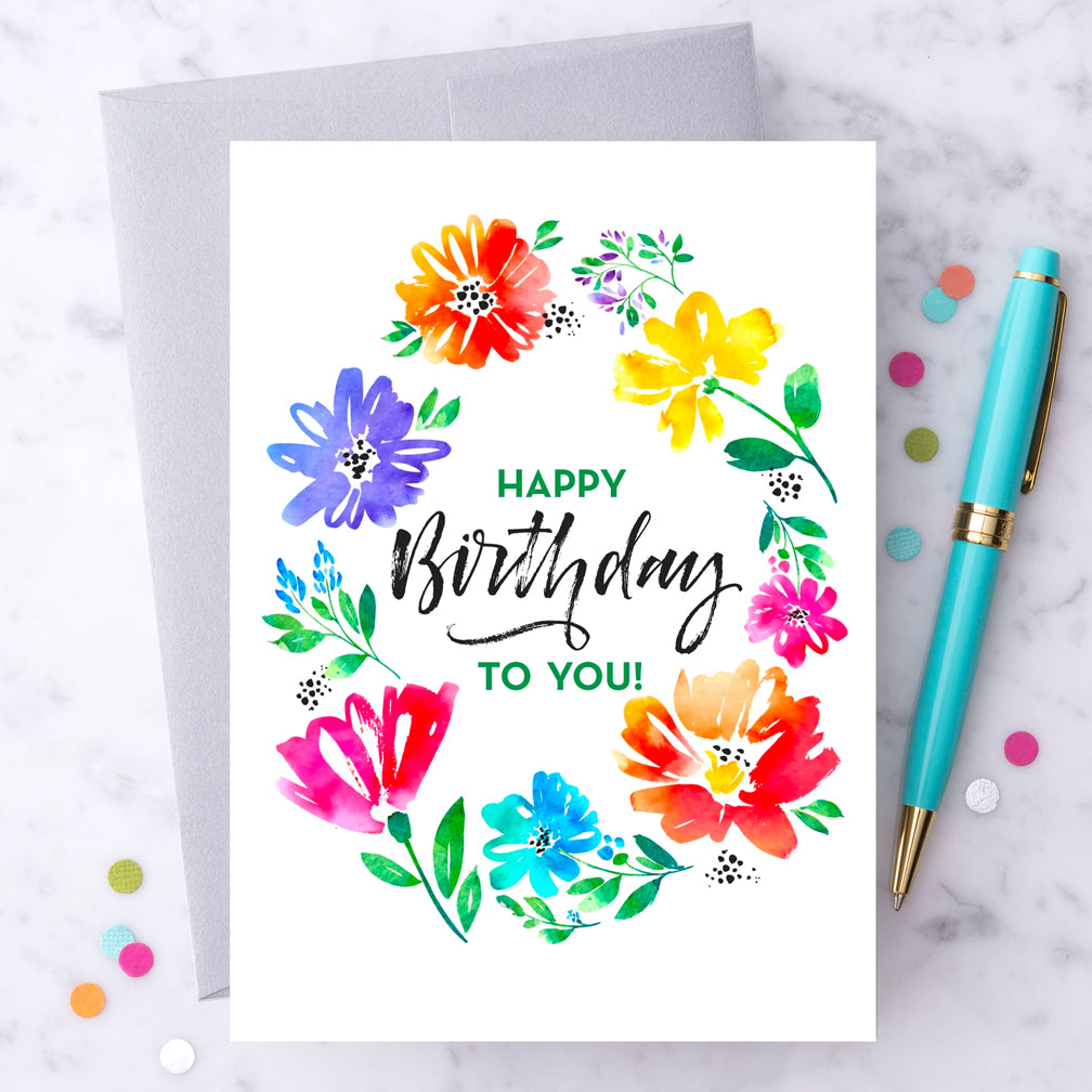 Design With Heart Birthday Card: Flowers