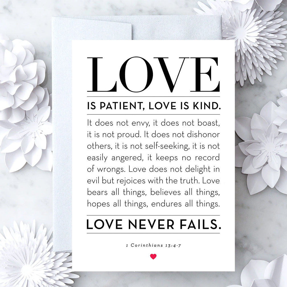 Design With Heart Love Card: 1 Corinthians 13:4-7