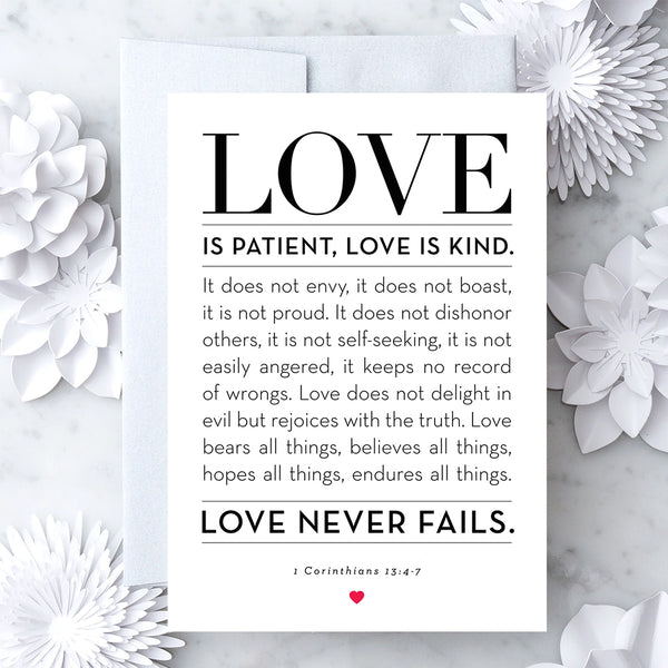Design With Heart Love Card: 1 Corinthians 13:4-7