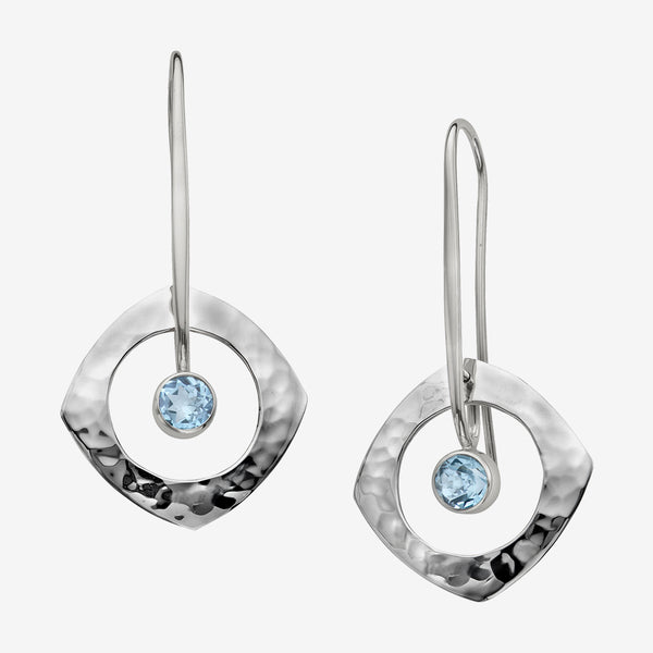 Ed Levin Designs: Earrings: Diva, Silver with Blue Topaz